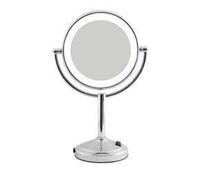 Dolphy 5x Magnification LED Tabletop Shaving & Makeup Mirror Silver - 8 Inch