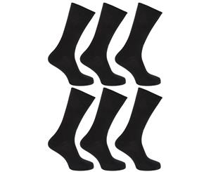 Floso Mens Plain 100% Cotton Socks (Pack Of 6) (Black) - MB183