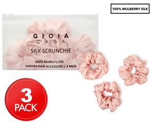 Gioia Casa Thick Silk Scrunchie 3-Pack - Pink