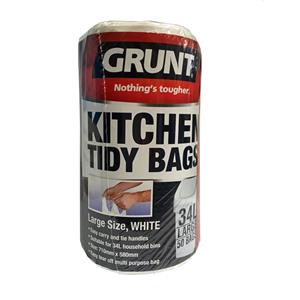 Grunt 34L White Large Kitchen Tidy Bags - 50 Pack