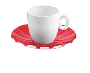 Guzzini Grace Espresso Cups With Saucers Set Of 2 Red
