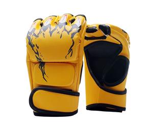 Half Finger Boxing Gloves MMA Fight Punch Ultimate Mitts - Yellow