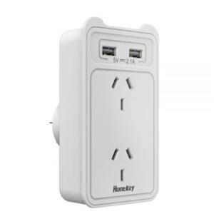 Huntkey SAC207 2 Socket Wall Power Station with Dual 5V 2.1A USB Charging Ports