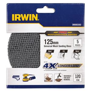 Irwin 125mm 120 Grit Orbital Sanding Disc - 5 Pack