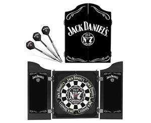 JACK DANIELS Bug Logo Bristle Dart Board & Cabinet SET + Darts