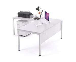 Litewall 2000 - Manager Desk L-Shaped White Square Leg Office Furniture [1600L x 1550W] - white white modesty