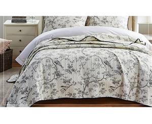 Luxury Quilted 100% Cotton Coverlet / Bedspread Set Queen King Size Bed 230x250cm Bird Black & White