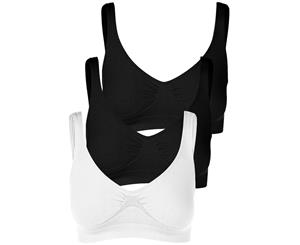Maternity Bamboo Crop Top 3 Pack - 2 Black 1 White