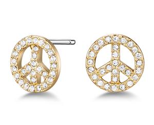 Mestige Peace Earrings w/ Swarovski Crystals - Gold