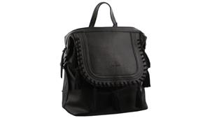 Milleni Flap Over Backpack with Tassels - Black
