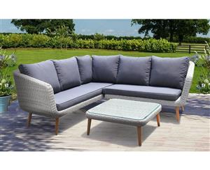 Outdoor Corner Lounge Set for Balcony and Compact Spaces woth Sofa and Square Table