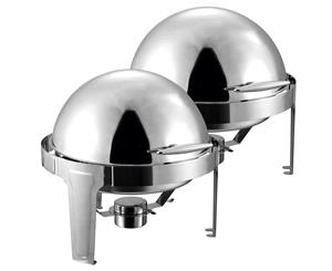 SOGA 2X 6L Stainless Steel Chafing Food Warmer Catering Dish Round Roll Top