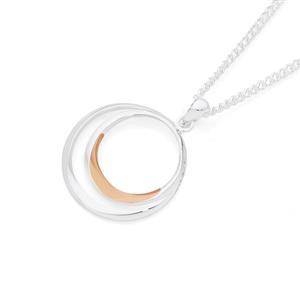 Silver & Rose Gold Plate Double Circle Pendant