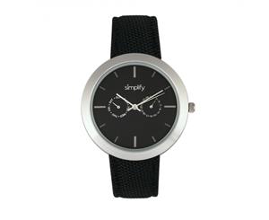 Simplify The 6100 Canvas Overlay Strap Watch - Black