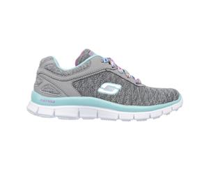 Skechers Girls Appeal EC Junior Trainers Training Sports Runners Shoes Sneakers - Grey/Aqua