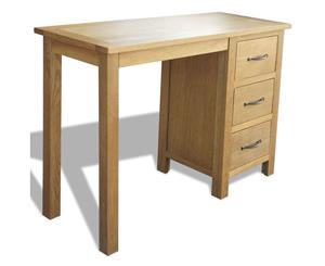 Solid Oak Wood Desk with 3 Drawers Furniture Bedroom Office Table Stand