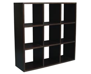 Square 9 Cube Storage Shelf Bookcase in Chocolate