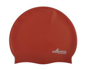 SwimTech Silicone Swim Cap Red