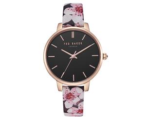 Ted Baker Kate Collection Black Dial/Rose Gold Case/Blossom Leather Strap