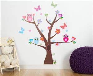 Three Owls In A Tree Wall Decal