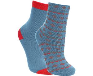 Trespass Childrens Boys Hosie Two Tone Casual Socks (2 Pairs) (Marine Print) - TP360