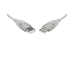 USB 2.0 Certified Extension A-A M-F Transparent Metal Sheath Cable 25cm