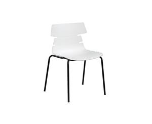 Wave Plastic Chair - 4 Legged Black - white