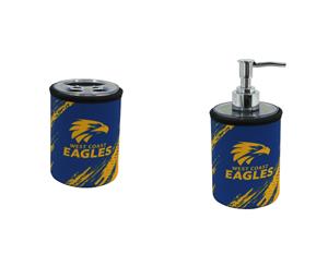 West Coast Eagles AFL Bathroom Set Soap Dispenser And Toothbrush Holder