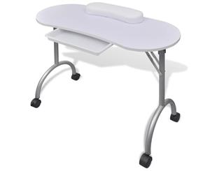 White Manicure Table Nail Desk Folding Portable Station Hand Rest Cushion Bag