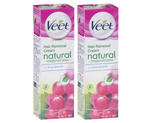 2 x Veet Natural Inspirations Grape Seed Oil Hair Removal Cream 100mL