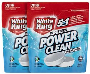 2 x White King In-Cistern Bright White Power Shots 2-Pack 50g