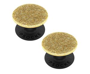 2x PopSockets Universal Swappable PopGrip Holder w/ Base Glitter Gold for Phones