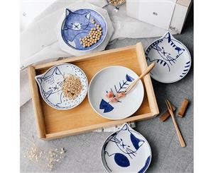 5-Piece Kitten Cat Pattern 14cm Plate Set With Wooden Gift Box Made In Japan