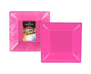 72 Plastic Square Serving Bowl Pink Disposable 18cm Salad Platter