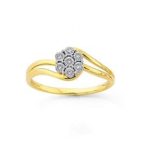 9ct Diamond Flower Ring