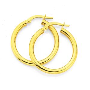 9ct Gold 2.5x20mm Hoop Earrings