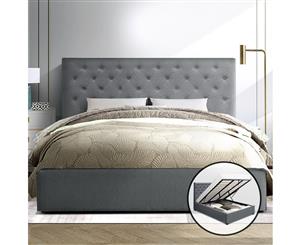 Artiss King Size Gas Lift Bed Frame Base With Storage Mattress Grey Fabric VILA