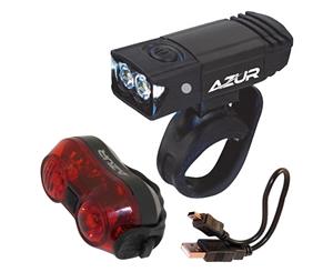 Azur 65/30 Lumens USB Front And Rear Bike Light Set