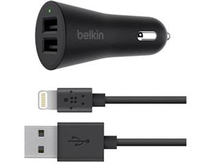 BELKIN BOOST UP 2-PORT CAR CHARGER WITH USB-A TO LIGHTNING CABLE (24 WATTS (4.8 AMPS))
