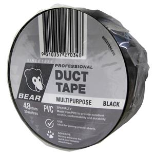 Bear 48mm x 30m Black PVC Duct Tape