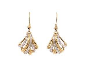Bevilles Yellow Stainless Steel Crystal Crossover Drop Earrings