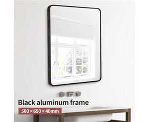 Black Aluminum Framed Rectangle Bathroom Wall Mirror Rim Round Corner 500x650x40mm