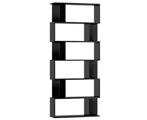 Book Cabinet/Room Divider High Gloss Black Chipboard Home Display Rack
