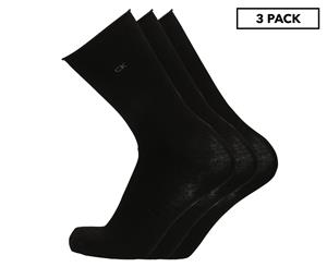 Calvin Klein Women's One Size Roll Top Crew Socks 3-Pack - Black