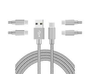 Catzon 1M 2M 3M 5Packs Micro USB Cable Nylon Braided Phone Cable Fast Charger Cable USB Cord -Gray