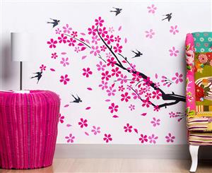 Children's Wall Decals - Tree with Flowers & Birds