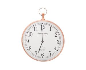 DANIEL & ASHLEY Small 40cm Round Wall Clock with Copper Surround and White Face