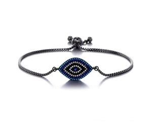 Devil's Eye Blue and White Zircon Back Link Bracelet