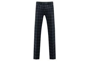 Dobell Mens Black/White Check Suit Trousers Regular Fit