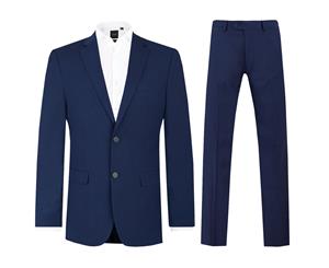 Dobell Mens Dark Blue 2 Piece Suit Regular Fit Notch Lapel
